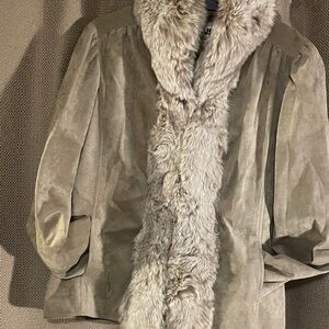 Luxurious Faux Fur Trimmed Suede Jacket